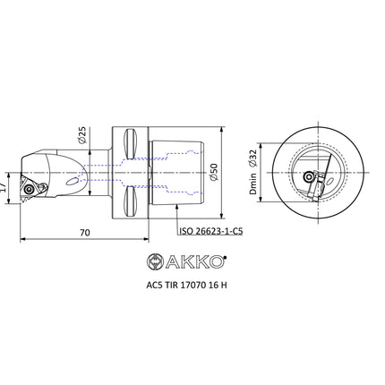 AKKO AC5 TIL 17070 16 H Monoblockhalter mit Polgygonschaft