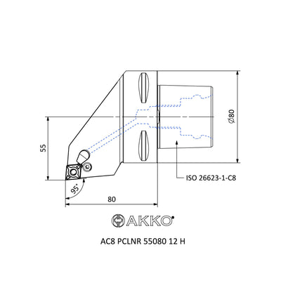 AKKO AC8 PCLNR 55080 12 H Monoblockhalter mit Polgygonschaft