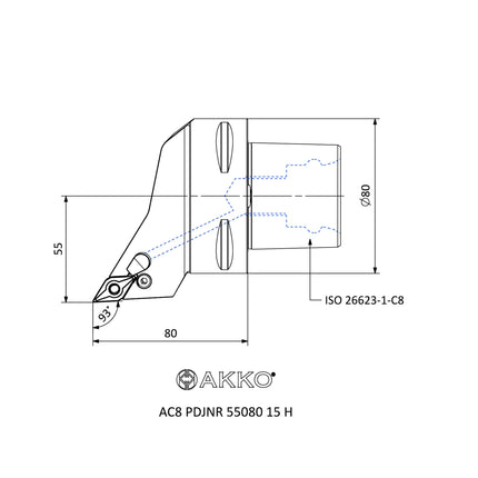 AKKO AC8 PDJNR 55080 15 H Monoblockhalter mit Polgygonschaft