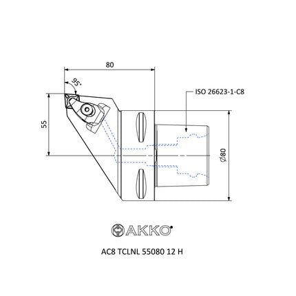 AKKO AC8 TCLNL 55080 12 H Monoblockhalter mit Polgygonschaft