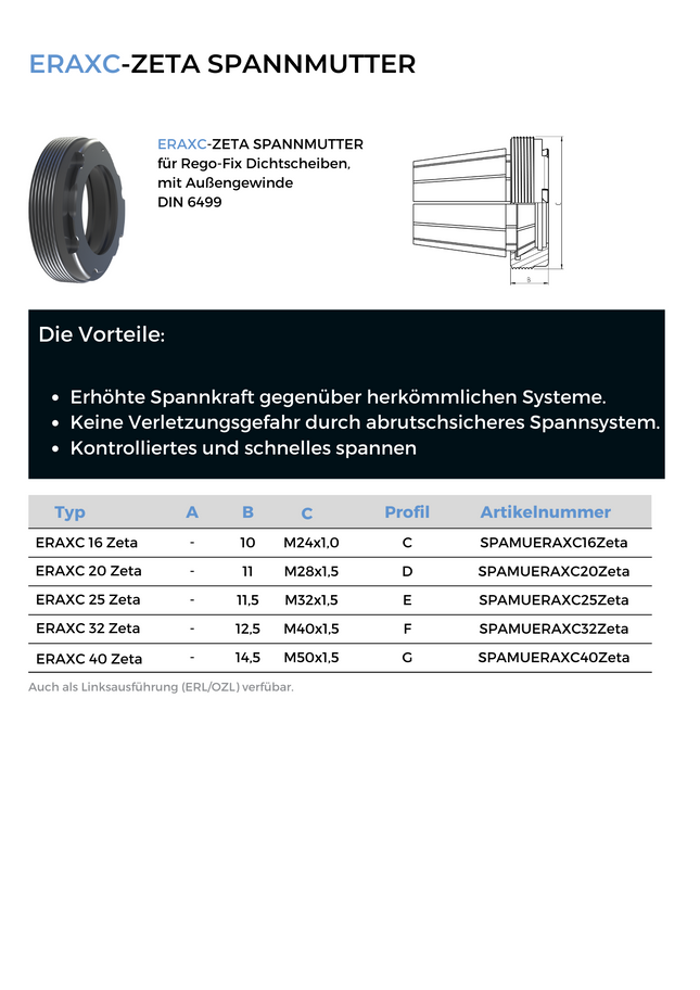 ERAXC-ZETA DICHTSPANNMUTTER