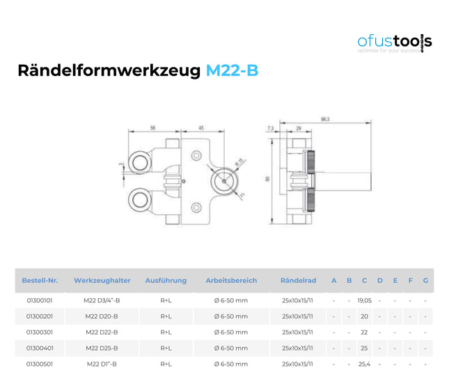 Rändelformwerkzeug M22-B
