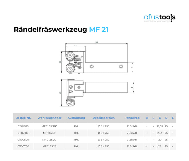 Rändelfräswerkzeug MF 21