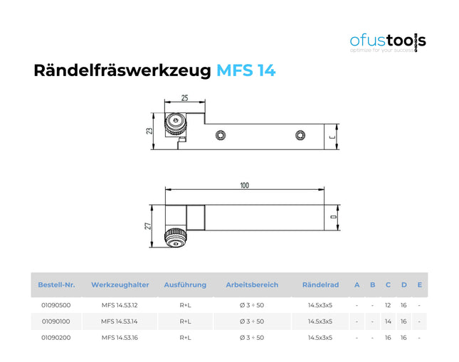 Rändelfräswerkzeug MFS 14