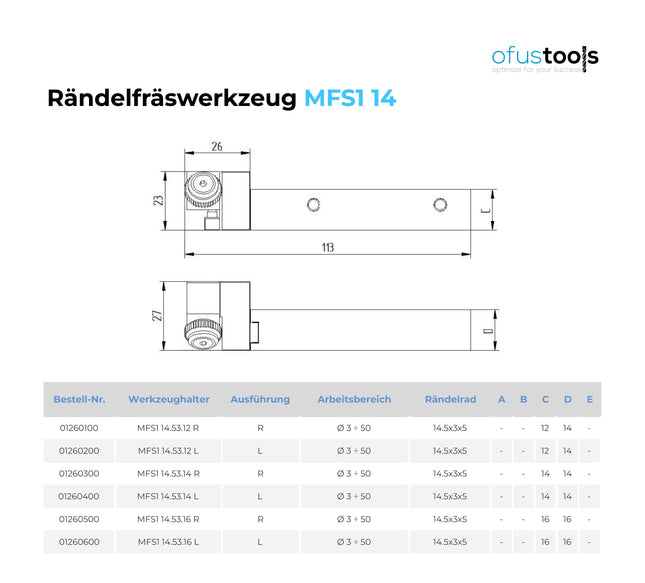 Rändelfräswerkzeug MFS1 14